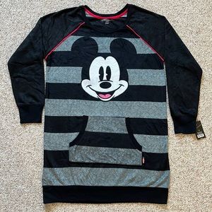 NWT Disney Mickey Fleece Tunic Sleepwear Black Gray Women’s M